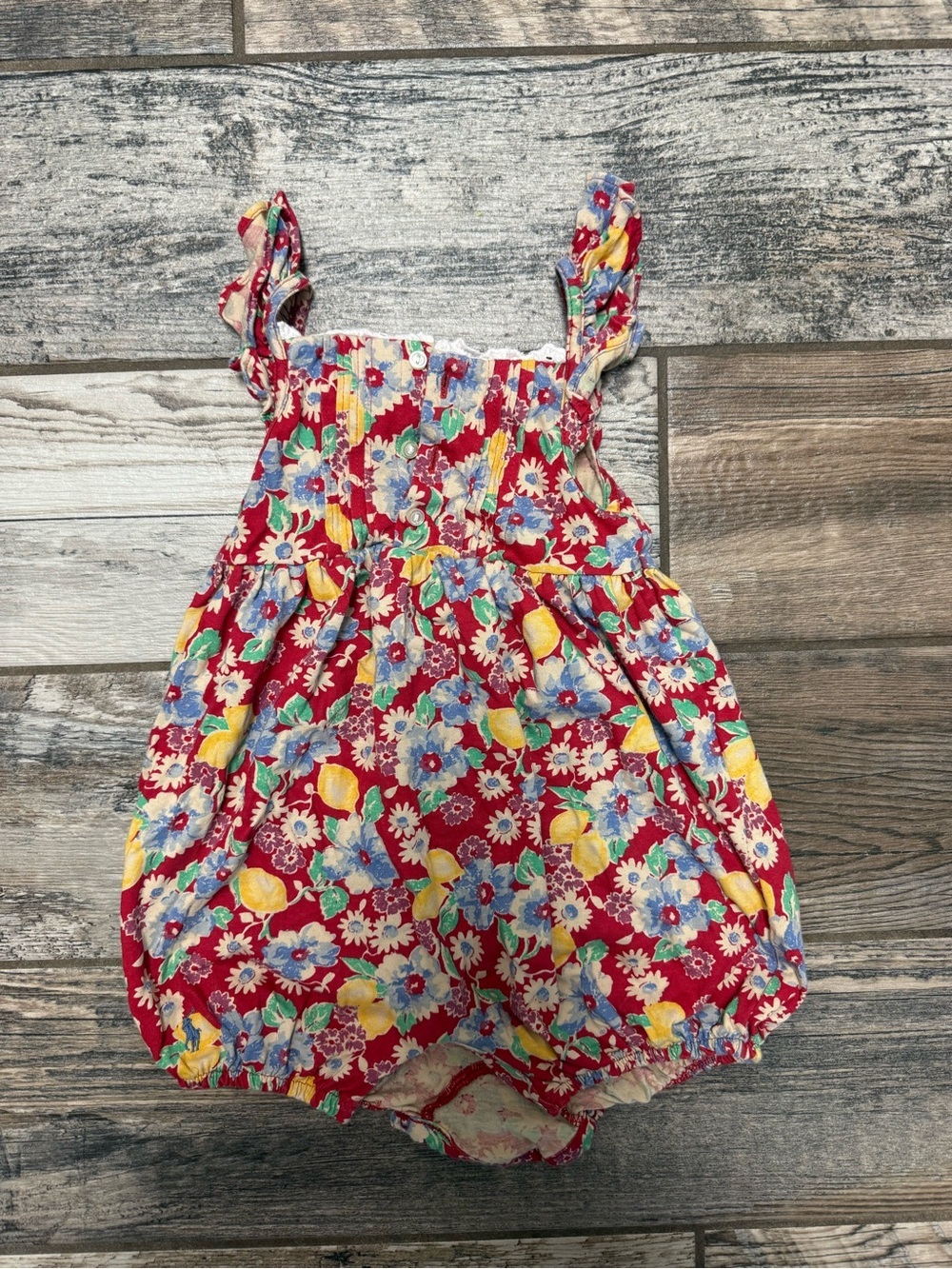 Ralph Lauren Red and Cream Floral Infant Romper